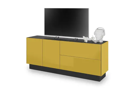 Lowboard - B ca. 181 cm, Goldgelb, Keramikoptik