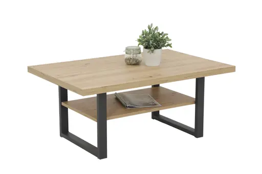 Couchtisch - LB ca. 105x69 cm, Artisan Eiche Nachbildung, Schwarz