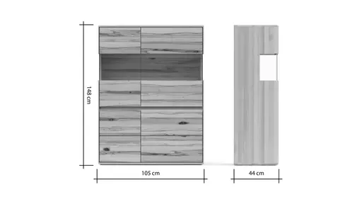 Highboard Hillsboro - Buche/Kernbuche natur, geölt