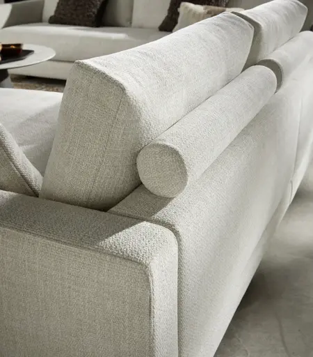 Ecksofa Cuneo Select - Ecke links, 2-Sitzer, Longchair rechts, Stoff, Offwhite