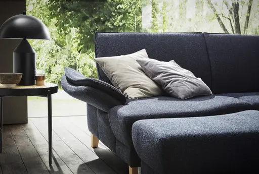 Hocker Stamford - gebogen, Links, LB ca. 89x65 cm, Stoff, Dunkelblau