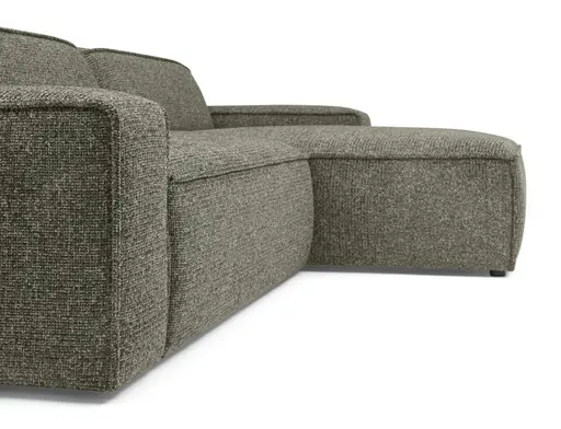 Ecksofa - 2-Sitzer mit Longchair rechts, Sitzvorzug motorisch, Stoff, Graubraun