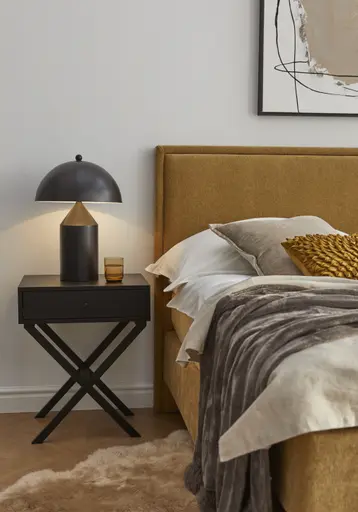 Boxspringbett Valencia - Liegefläche ca. 180x200 cm, Stoff, Senfgelb