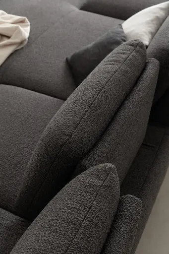 Ecksofa Collina - Longchair links, 2,5-Sitzer inkl. Sitztiefen- u. Armlehehnenverstellung, Stoff, Dunkelgrau