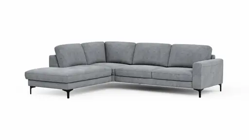 Ecksofa Oviedo - 2,5-Sitzer mit Ecke rechts, Stoff, Grau