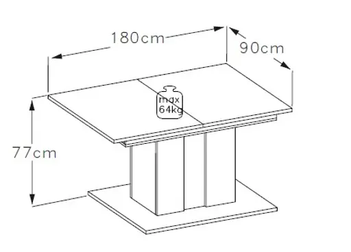 Esstisch - ausziehbar, LB ca. 180x90 cm, Eiche Nachbildung, Eiche dunkel Nachbildung