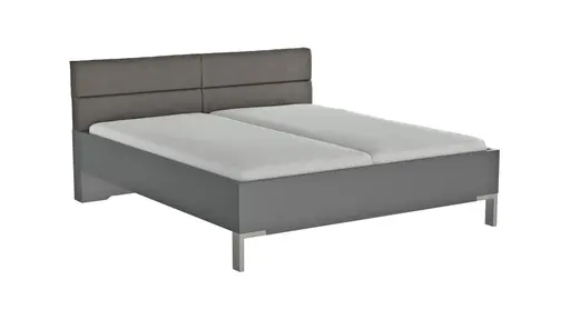 Bett Viana - Liegefläche ca. 180x200 cm, Holzwerkstoff Dunkelgrau, Kunstleder Anthrazit