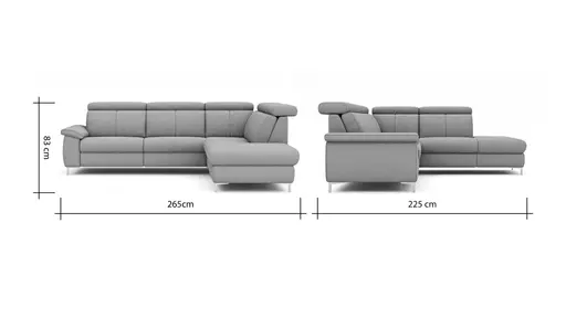 Ecksofa Cornella - 2-Sitzer mit Ecke rechts, Stoff, Hellgrau