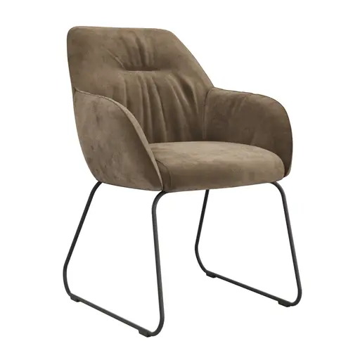 Armlehnstuhl Noli - Stoff, Sand, Kufe