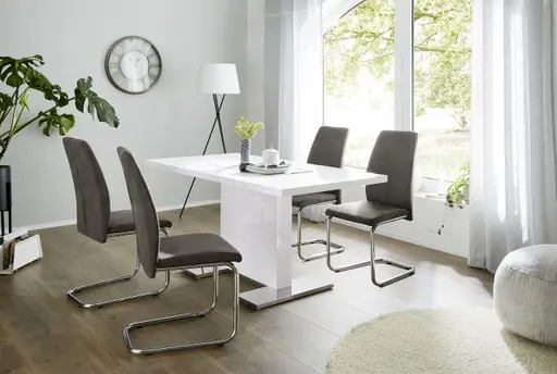 Esstisch - ausziehbar, LB ca. 120x80 cm, Weiß, Hochglanz