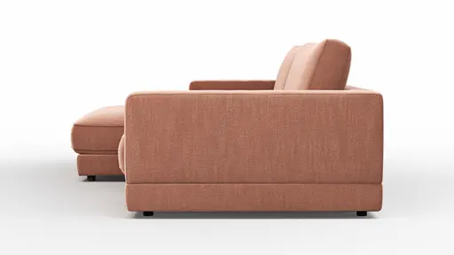 Ecksofa Juni - Longchair links mit 1,5-Sitzer, Stoff, Pfirsich