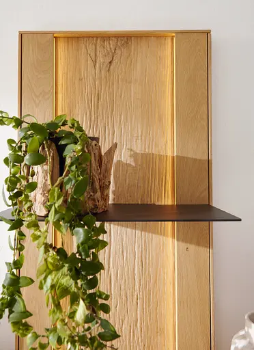 Wohnwand Tucson - inkl. Beleuchtung, Wildeiche massiv