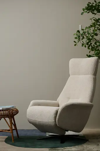 Sessel Liam - Relaxfunktion, Stoff, Ecru