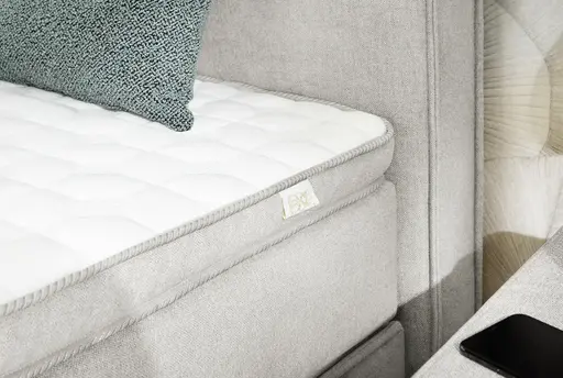 Boxspringbett- Liegefläche ca. 180x200 cm, Stoff, Graubeige