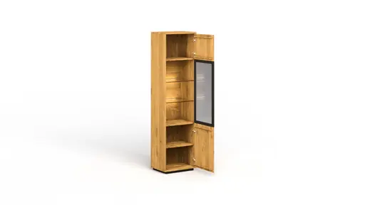 Vitrine Savannah - Anschlag rechts, inkl. Beleuchtung, Wildeiche massiv, natur geölt