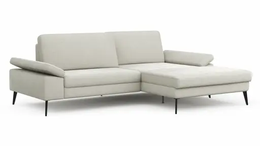 Ecksofa Houston - 1,75-Sitzer mit Longchair groß rechts, inkl. Sitztiefenverstellung und Armlehne klappbar, Stoff, Natur