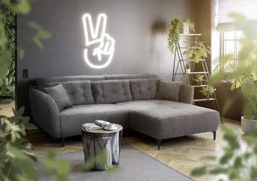 Ecksofa JANEK - 2,5-Sitzer, Ecke rechts, Stoff, Dunkelgrau