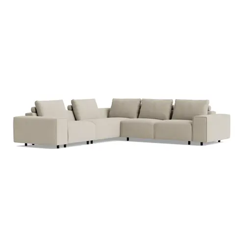 Ecksofa Sorano - Ecke links, 2-Sitzer, Stoff, Graubeige