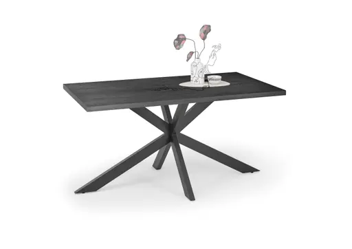 Esstisch - LB ca. 160x90 cm, Schwarzstahl, Schwarz