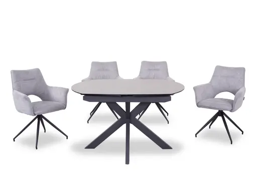 Esstisch MEGGIE - ausziehbar, LB ca. 130x100 cm, Glaskeramik, Grau