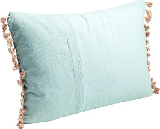 Deko-Kissen - LB ca. 60x40 cm,  Blütenmotiv, Ornamente, Weiß, Blau