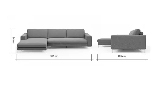 Ecksofa Solano - Longchair Links mit 2,5-Sitzer, Boucle, Natur