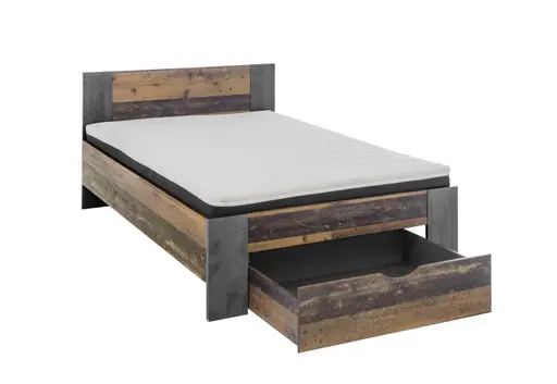 Bettgestell- Liegefläche ca. 140x200 cm, Vintage Dekor, Betonoptik