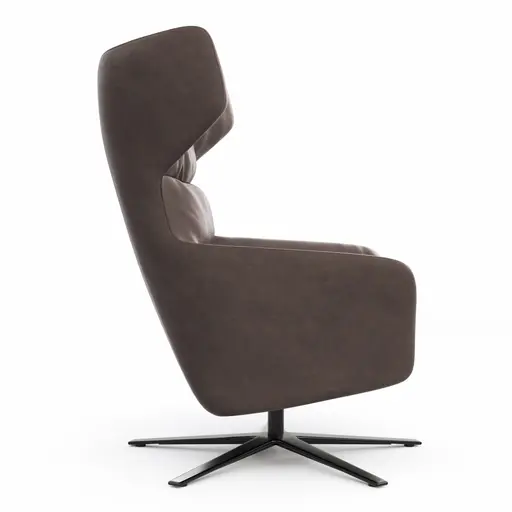 Drehsessel Houston Relax - Größe M, inkl. Relaxfunktion + Gasdruckfeder, Leder, Dunkelbraun