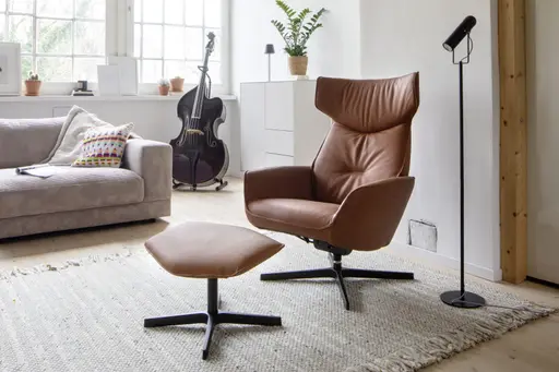 Hocker Helge - Leder Anilin, Cognac