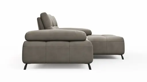 Ecksofa Comodo - 1,5-Sitzer, Longchair rechts, Leder, Taupe