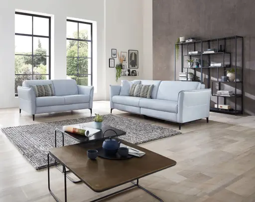 Sofa Mendoza - 2-Sitzer, Leder, Eisblau