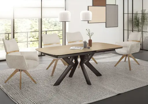 Stuhl MAROU - drehbar, Stoff, Beige