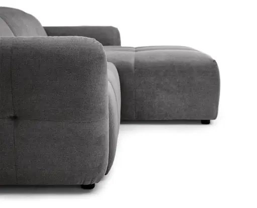 Ecksofa MADAN - 1,5-Sitzer mit Longchair rechts, Sitztiefe verstellbar motorisch, Kopfteil verstellbar, Stoff, Graphite