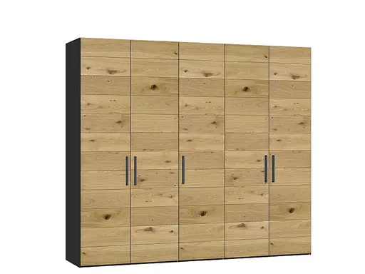 Drehtürenschrank JOIN IT- B ca. 252 cm., Schwarz, Eiche, Natur, Bretteroptik