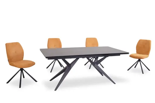 Stuhl MANOA - drehbar, Stoff, Senfgelb