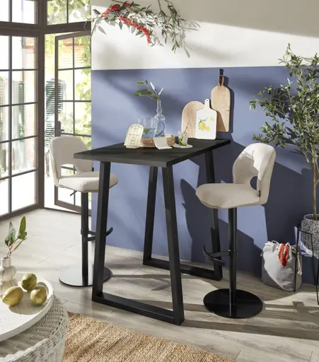 Barhocker MAILE - drehbar, höhenverstellbar, Stoff, Creme