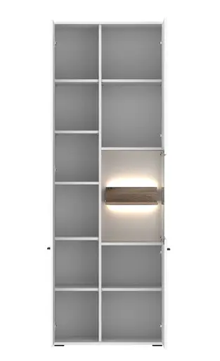 Vitrine - mit Beleuchtung, B ca. 70 cm, Alpinweiß, Viking Eiche Nachbildung