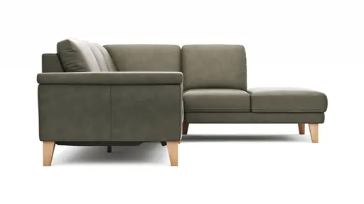 Ecksofa Rockport A - 2,5-Sitzer mit Ecke rechts inkl. Relaxfunktion (motorisch), Leder, Dunkelgrau