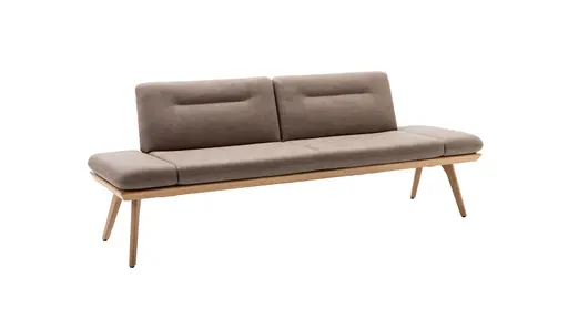 Bank Kamari - Breite ca. 228cm, Seitenteile verstellbar, Stoff, Schlamm