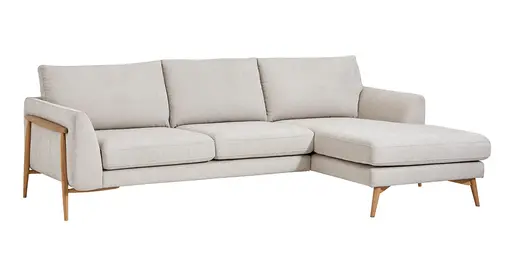 Ecksofa Sutton - 2-Sitzer mit Longchair rechts, Stoff, Beige