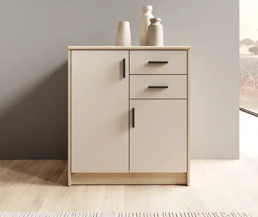 Kommode - B ca. 74 cm, Artisan Eiche Nachbildung, Kaschmir