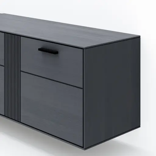 Lowboard Estana - Eiche massiv, Anthrazit 