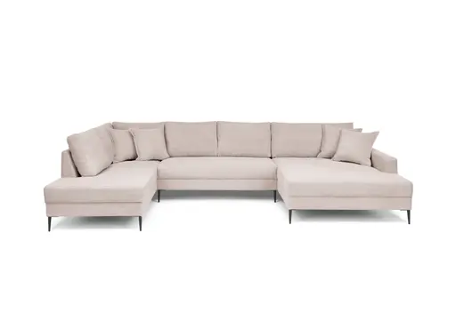 Wohnlandschaft - Ecke links, 2-Sitzer, Longchair rechts, Stoff, Rosa