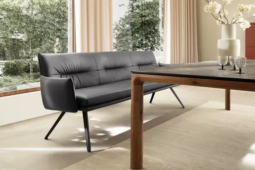 Bank Coscino - 3,5-Sitzer, inklusive Armlehnen, Leder, Schlamm