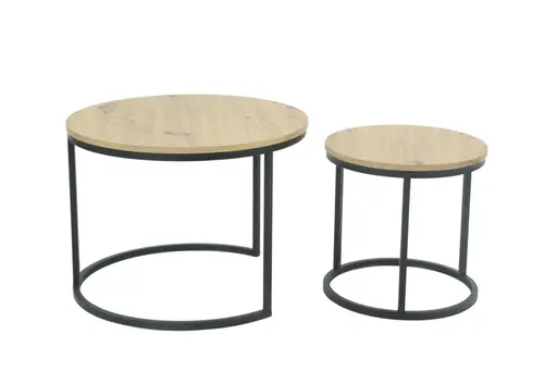 Couchtisch - 2er Set, Artisan Eiche Nachbildung, Schwarz