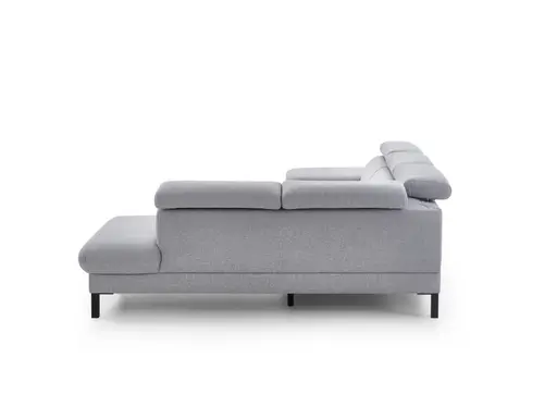 Ecksofa - 2,5-Sitzer mit Ecke rechts, Kopfteil verstellbar, Stoff, Platin