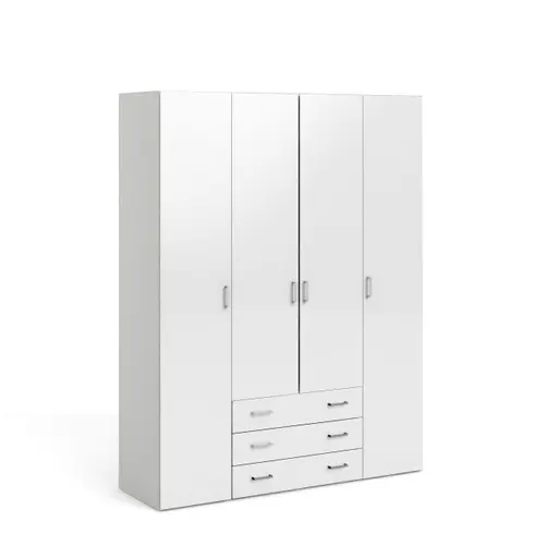 Drehtürenschrank- B ca. 154 cm, Weiß, Hochglanz