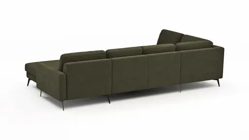 Wohnlandschaft Enna - Ecke links, 2,5-Sitzer, Longchair rechts, Stoff,  Olive