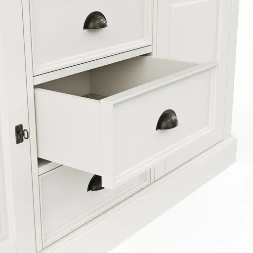 Highboard Louisiana - teilmassiv, Weiß