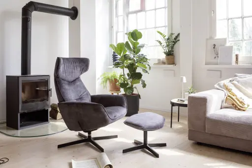 Hocker Helge - Stoff, Dunkelgrau